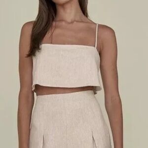 Reformation Petite Cleo Cropped Linen Top